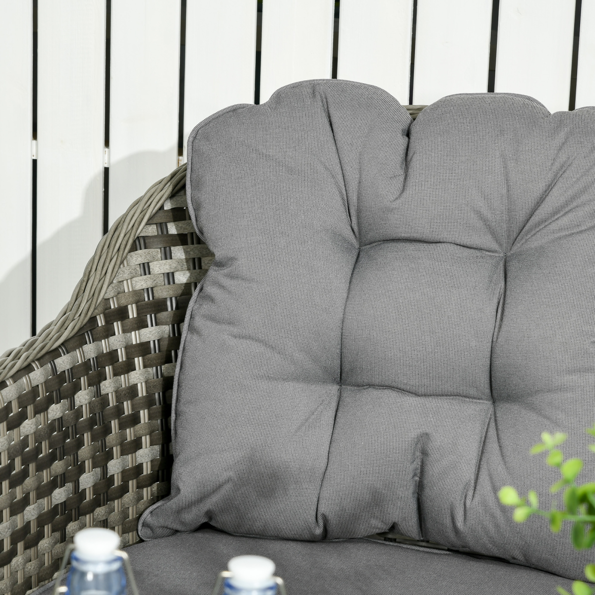 4-Piece Rattan Garden Sofa Set with Cushioned Seats & Glass Table