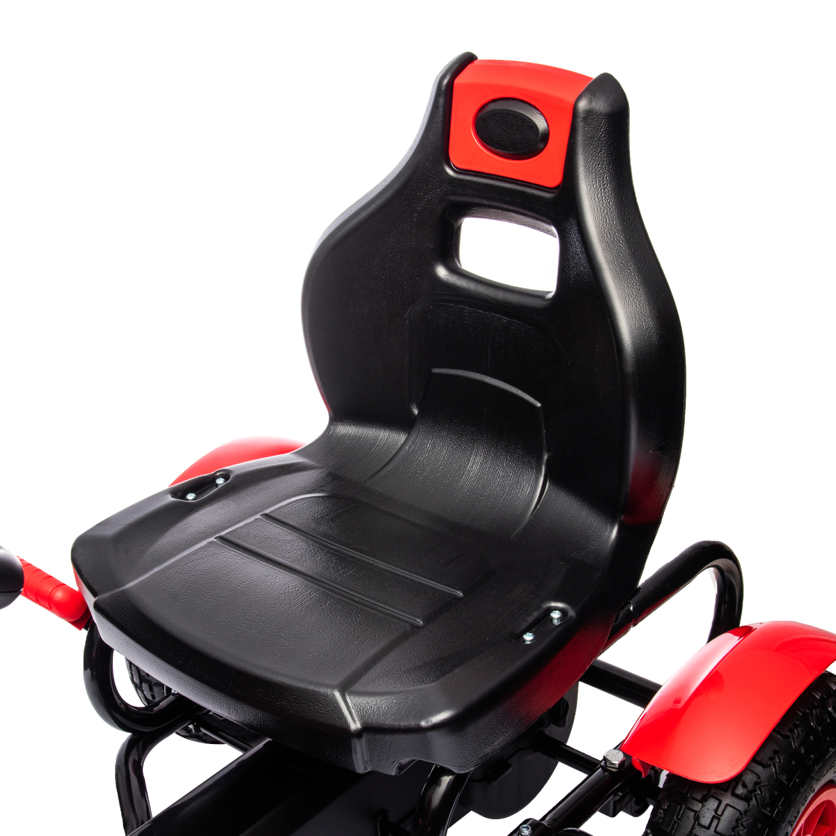 Kids' Pedal Go-Kart with Adjustable Seat, Handbrake & Inflatable Wheels - Red