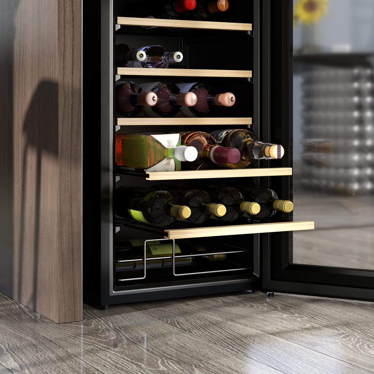 24-Bottle Wine Cooler with Glass Door & Digital Touch Control – Perfect Chill!