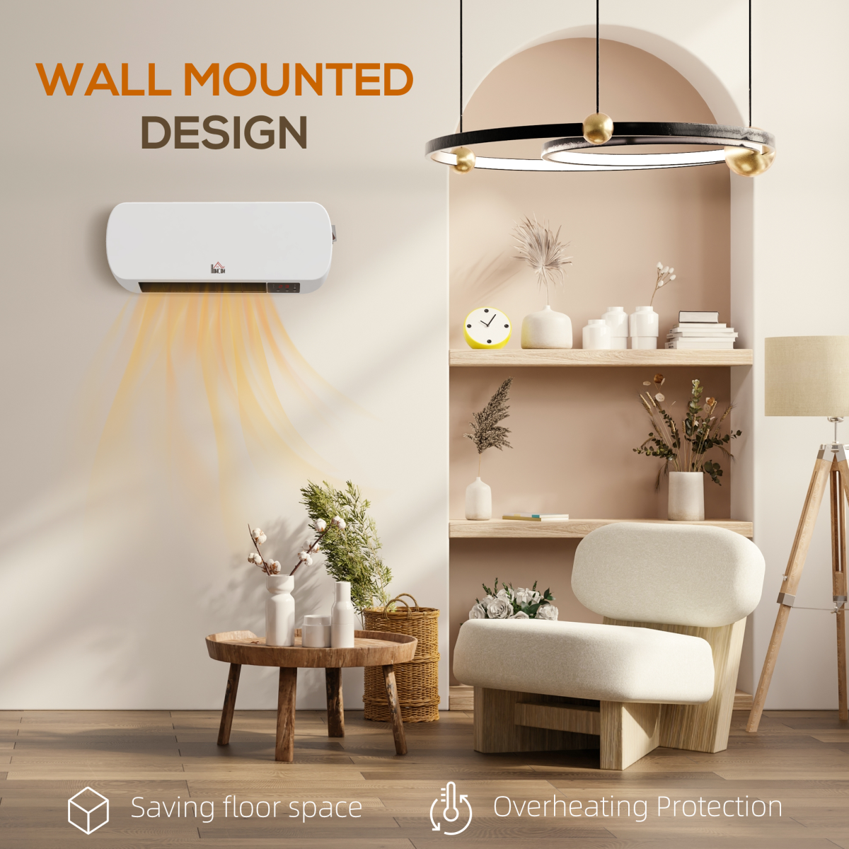 Wall-Mounted Electric Heater with Timer & Overheat Protection