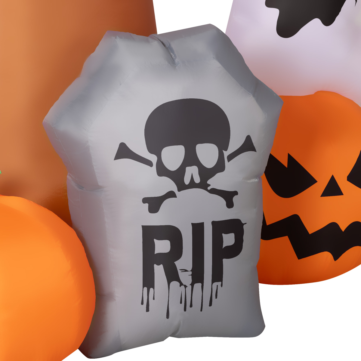 7.9ft Inflatable Halloween Ghost Tree with Pumpkins, Ghosts & Tombstone