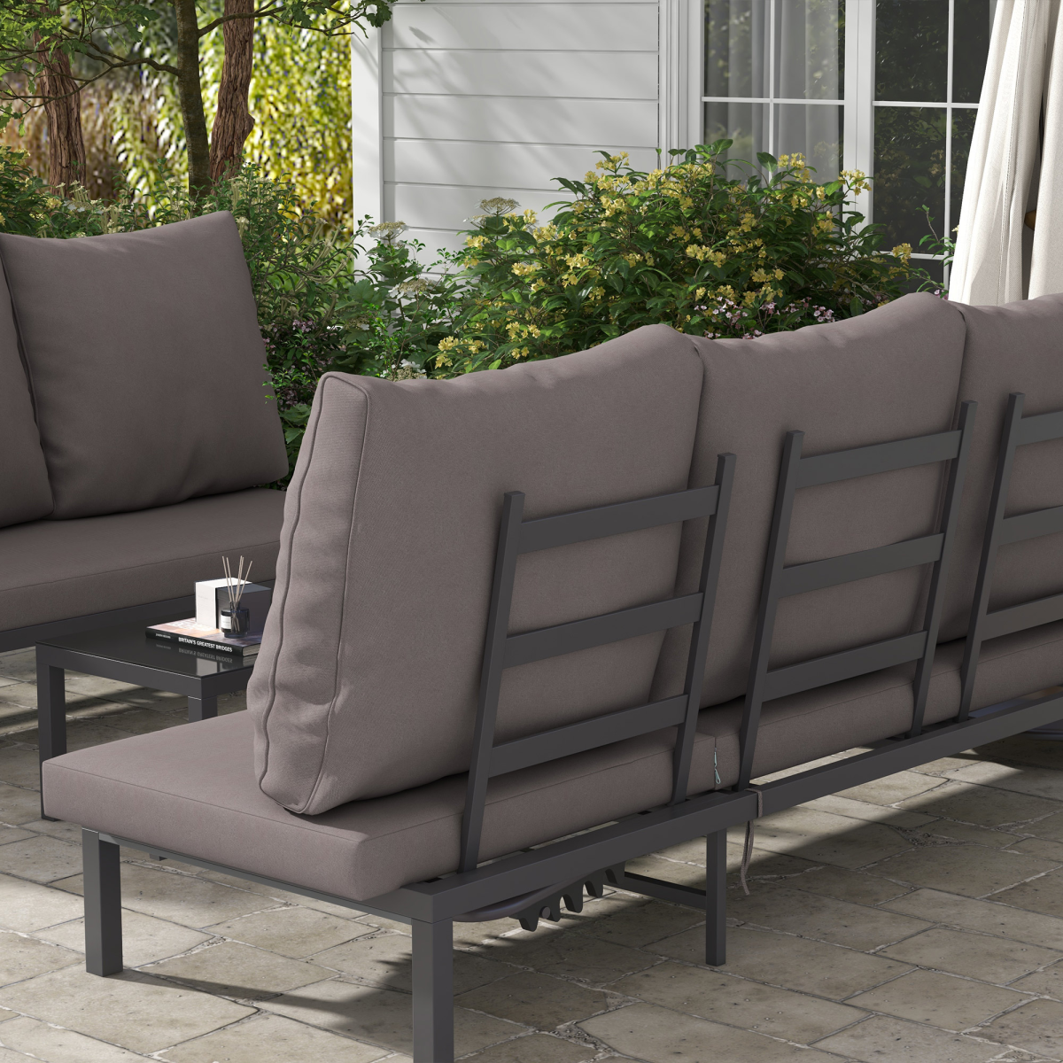 3-Piece PE Rattan Lounge Set - Aluminum Frame Grey Recliners