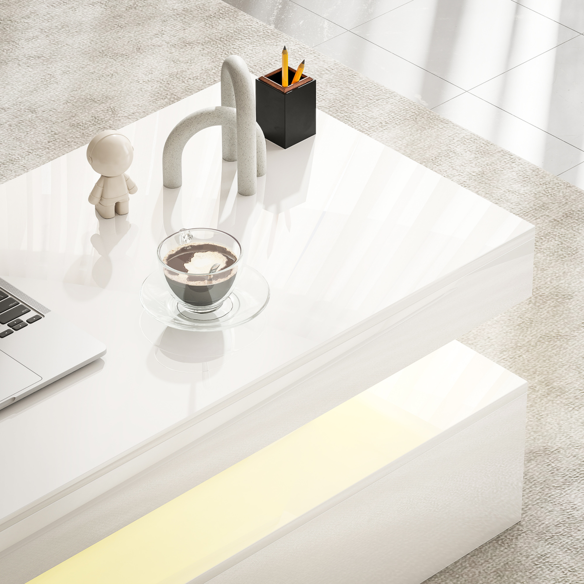 Glowing Elegance: LED Coffee Table with Storage & Modern Design