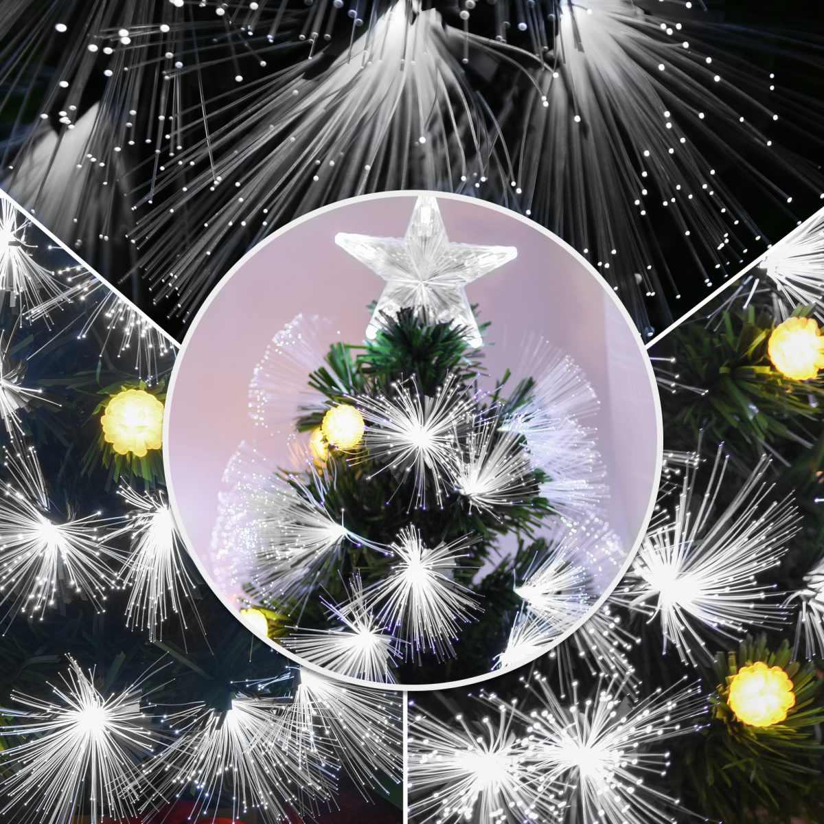 3ft White LED Christmas Tree, 90 LEDs, Star Topper, Tri-Base, Pre-Lit