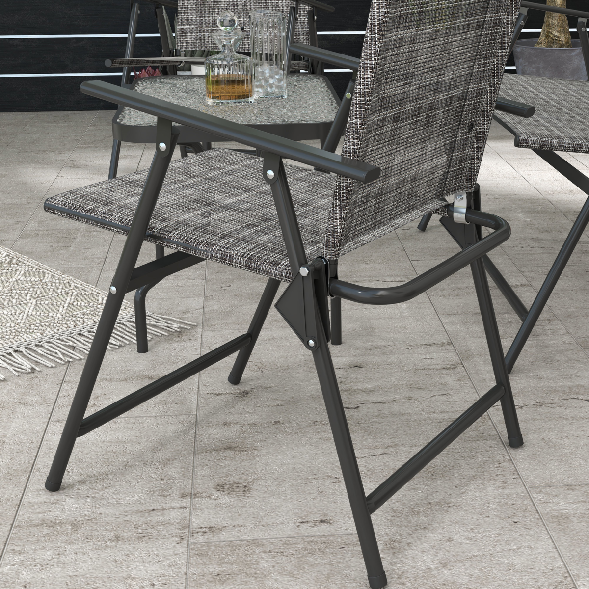4-Piece Patio Set: Table, 2 Foldable Chairs & Loveseat