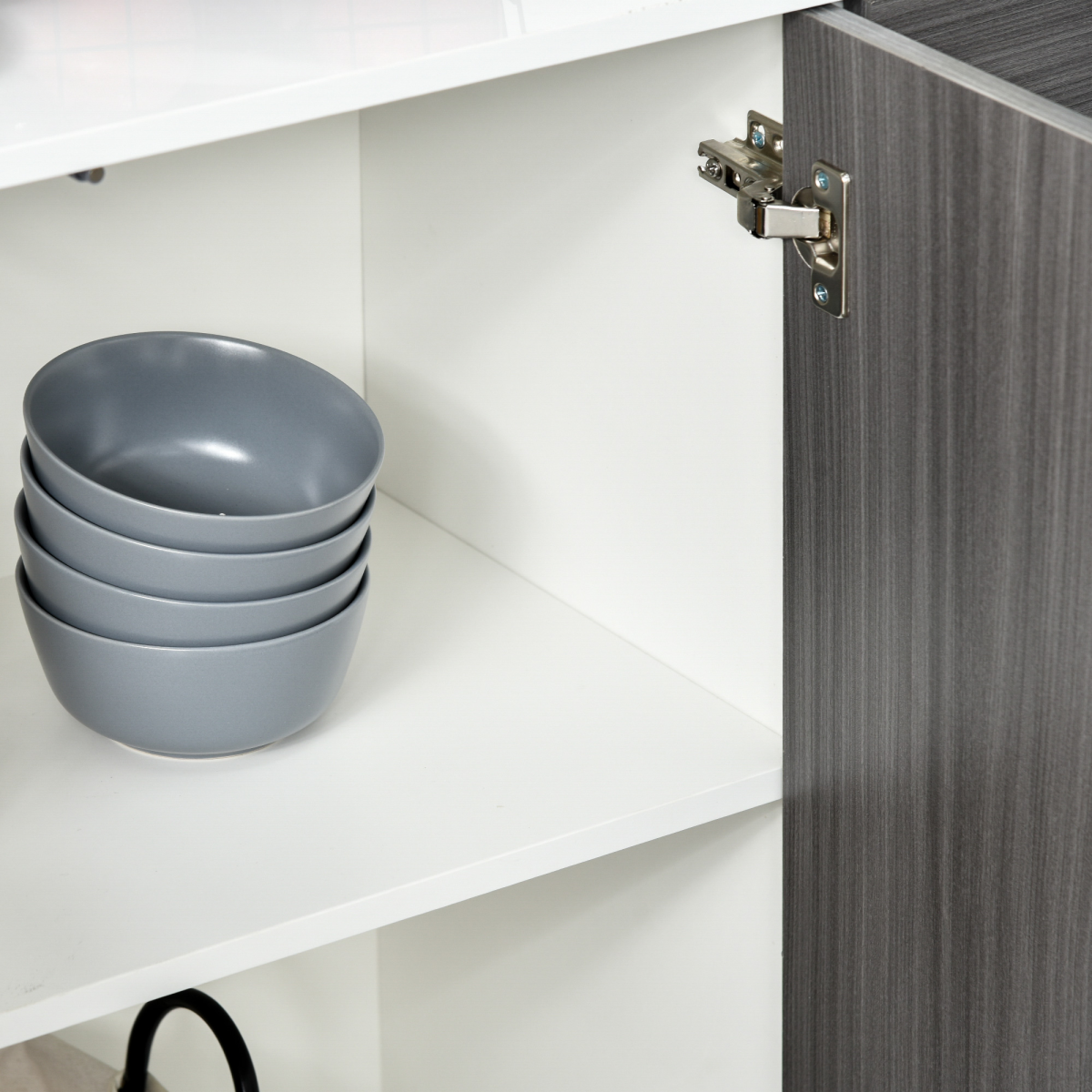 Stylish 2-Door & 2-Drawer Side Cabinet - Modern Grey & White Design