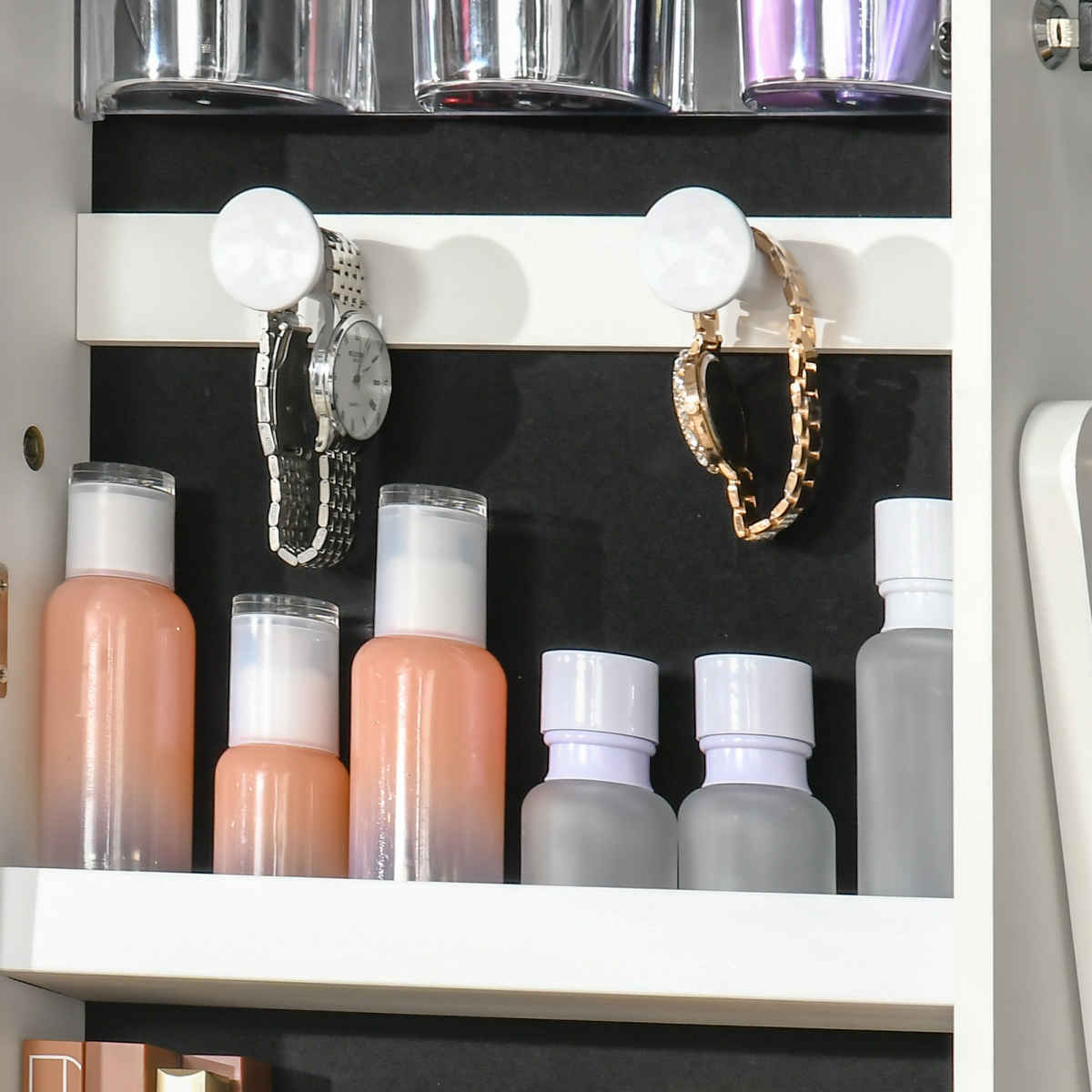 Illuminate & Organize: LED Mirrored Jewelry Cabinet with Lock & Ample Storage
