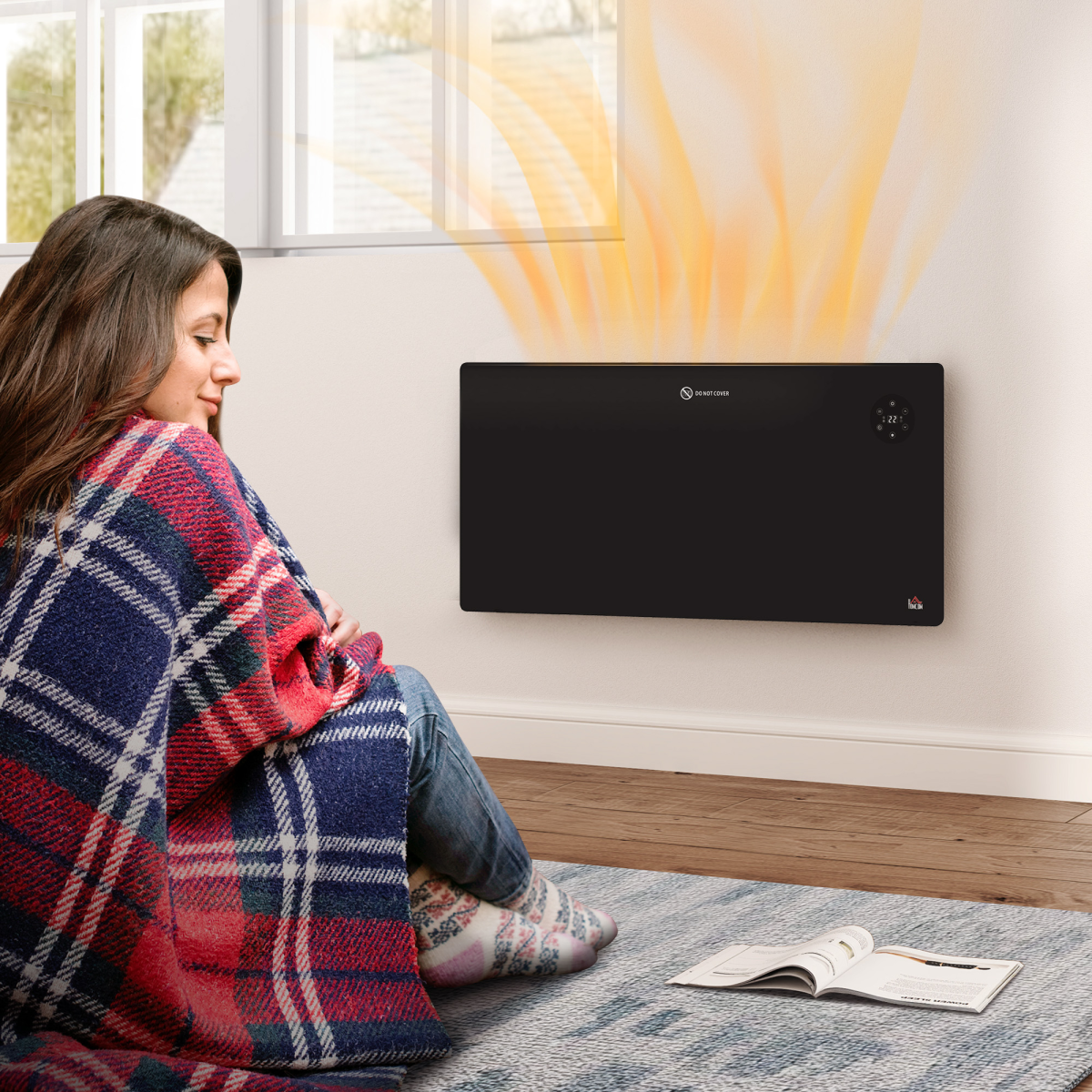 2000W Slim Convector Heater: Quiet, LED Display, Wall-Mountable