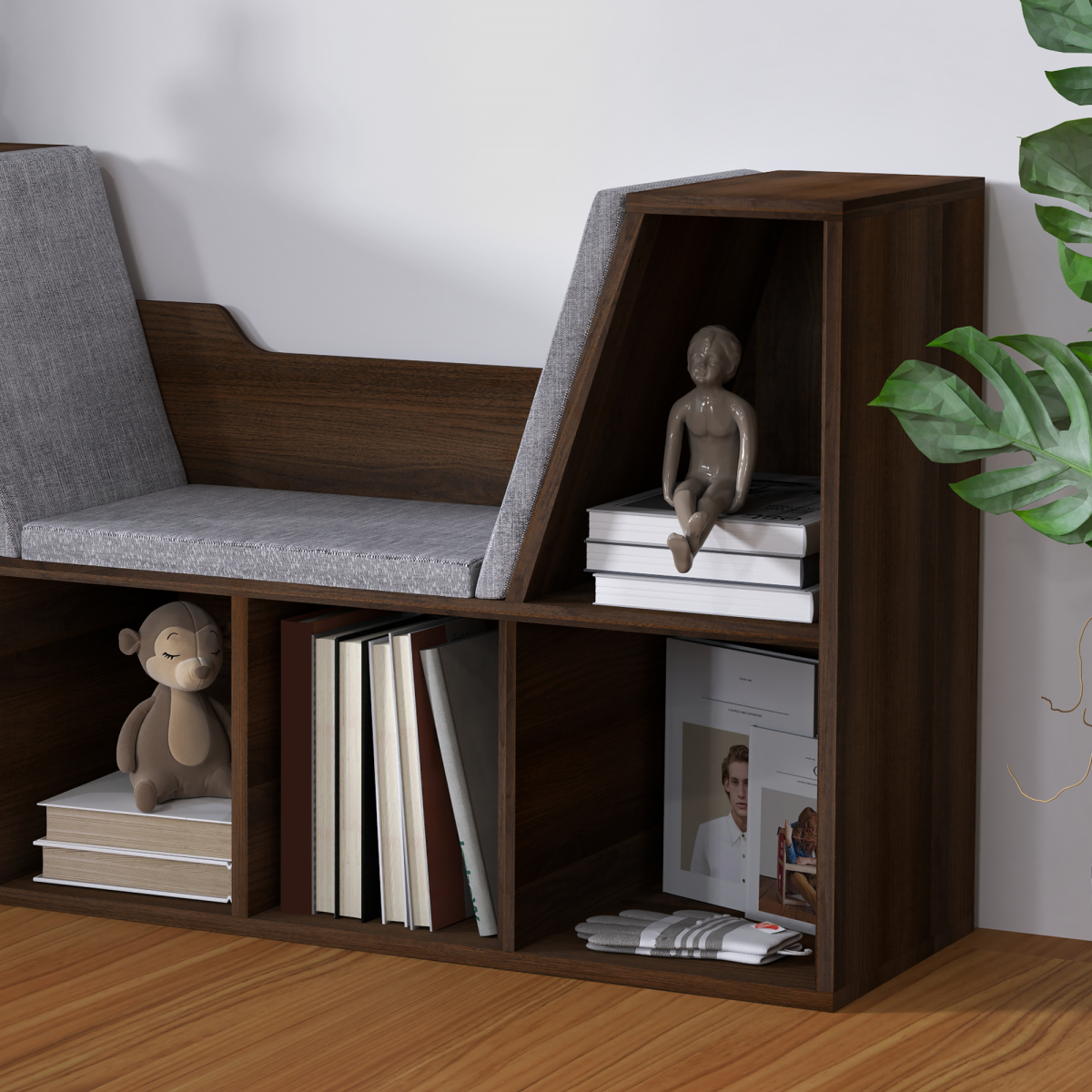 Cube Bookshelf & Reading Seat: Stylish Organizer with 6 Storage Cubes