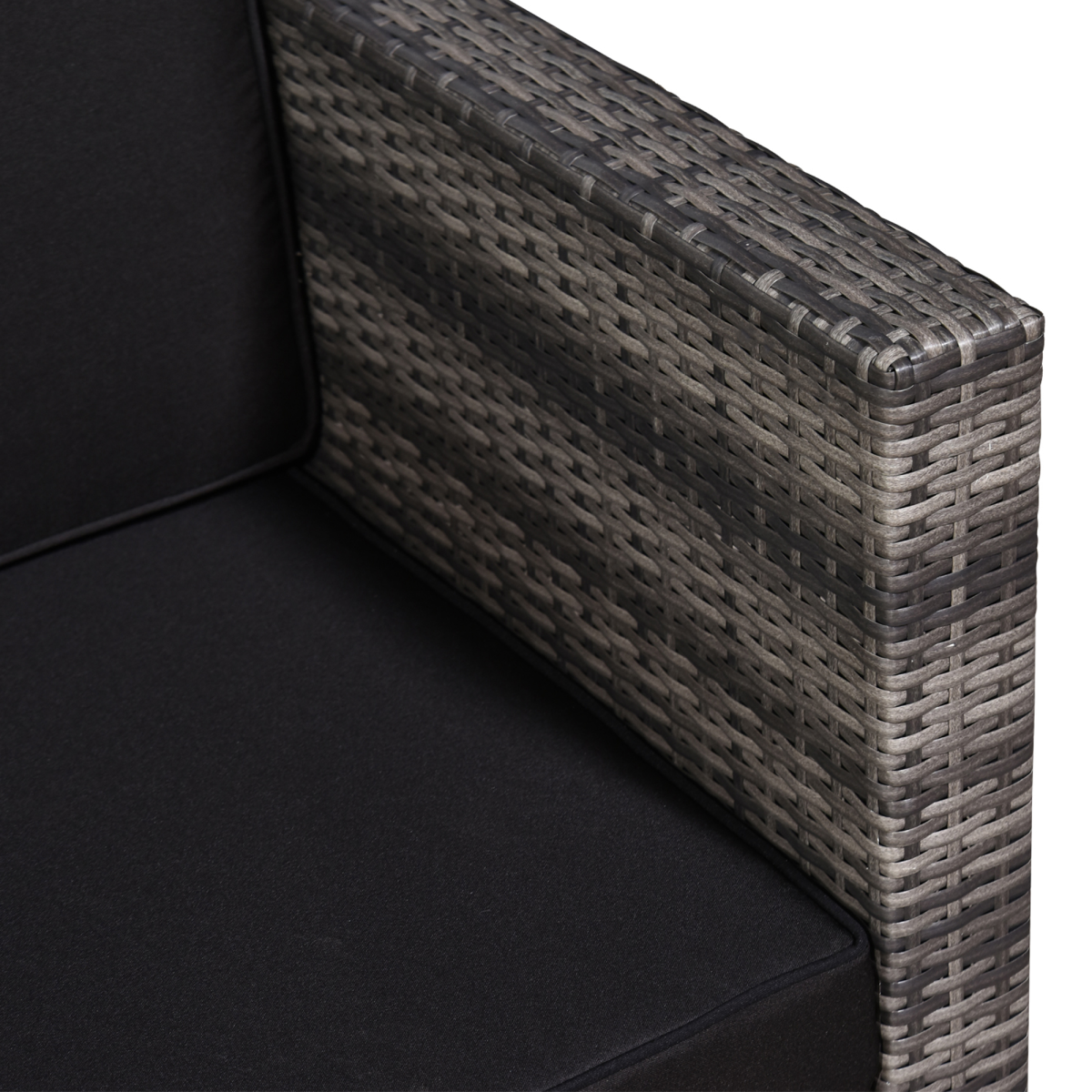 2-Person Rattan Sofa Set with Cushions & Table, Grey, Steel Frame