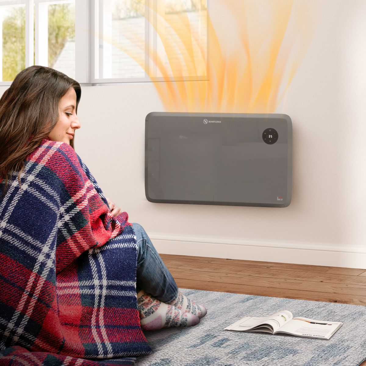 1200W Slimline Electric Heater with LED Display - Quiet, Modern & Safe