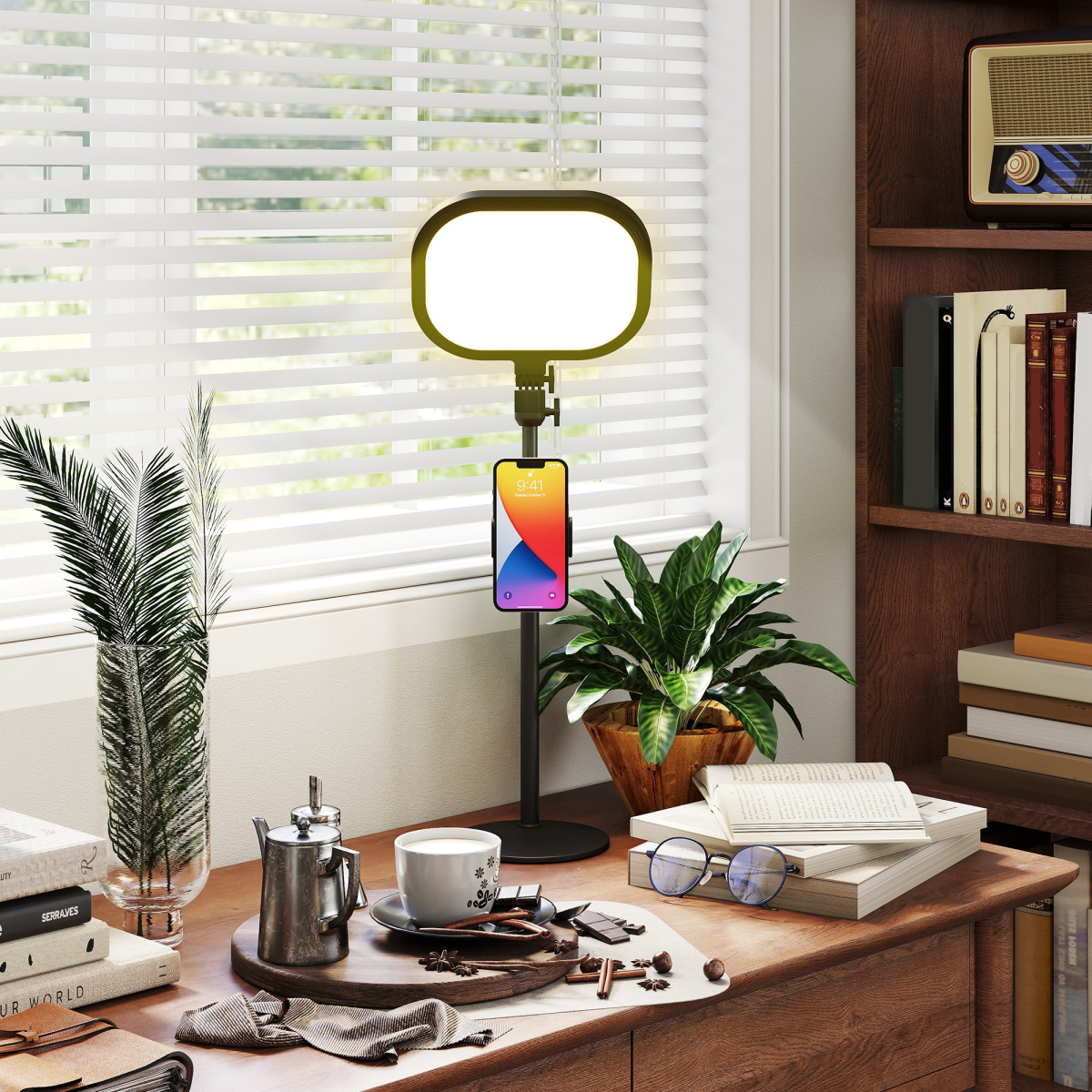 Versatile Bedside Lamp: 5 Colors, 10 Brightness, Phone Holder, Black
