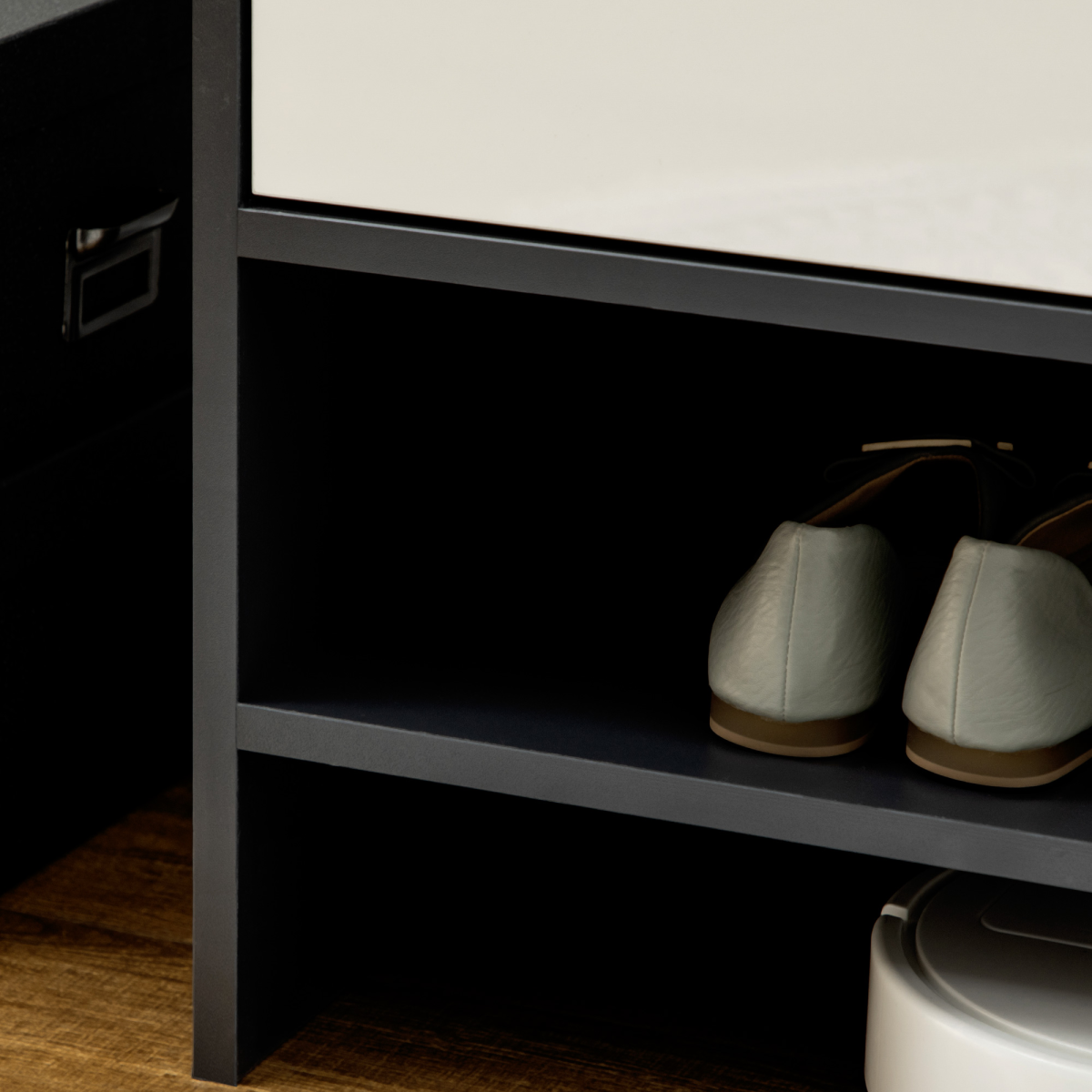 Hallway Shoe Cabinet with Open Compartment & Adjustable Shelves