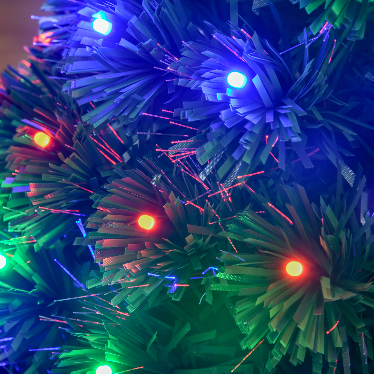 3ft Prelit Artificial Christmas Tree with Multicolor Fiber Optic LEDs Green