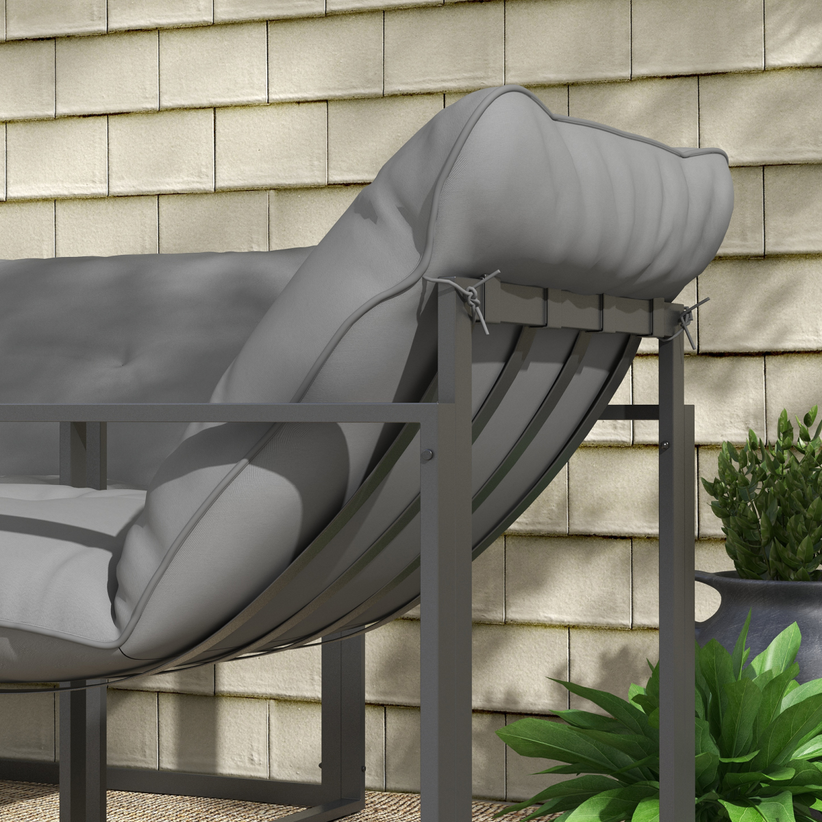 4-Piece Garden Sofa Set with 2 Armchairs, Loveseat & Table - Grey