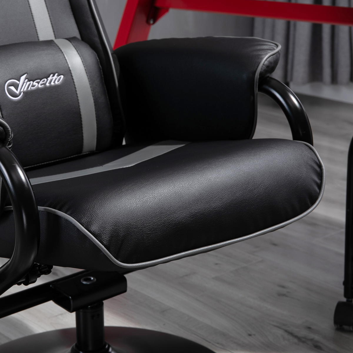 Racing-Style Gaming Chair with Footrest & Pedestal Base Deep Grey