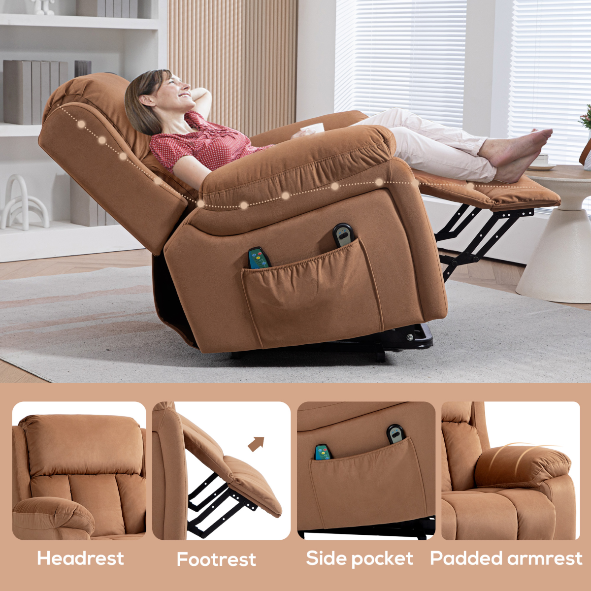 Ultimate Comfort Lift Chair: Vibration Massage, Heat, Recline & Relax - Brown