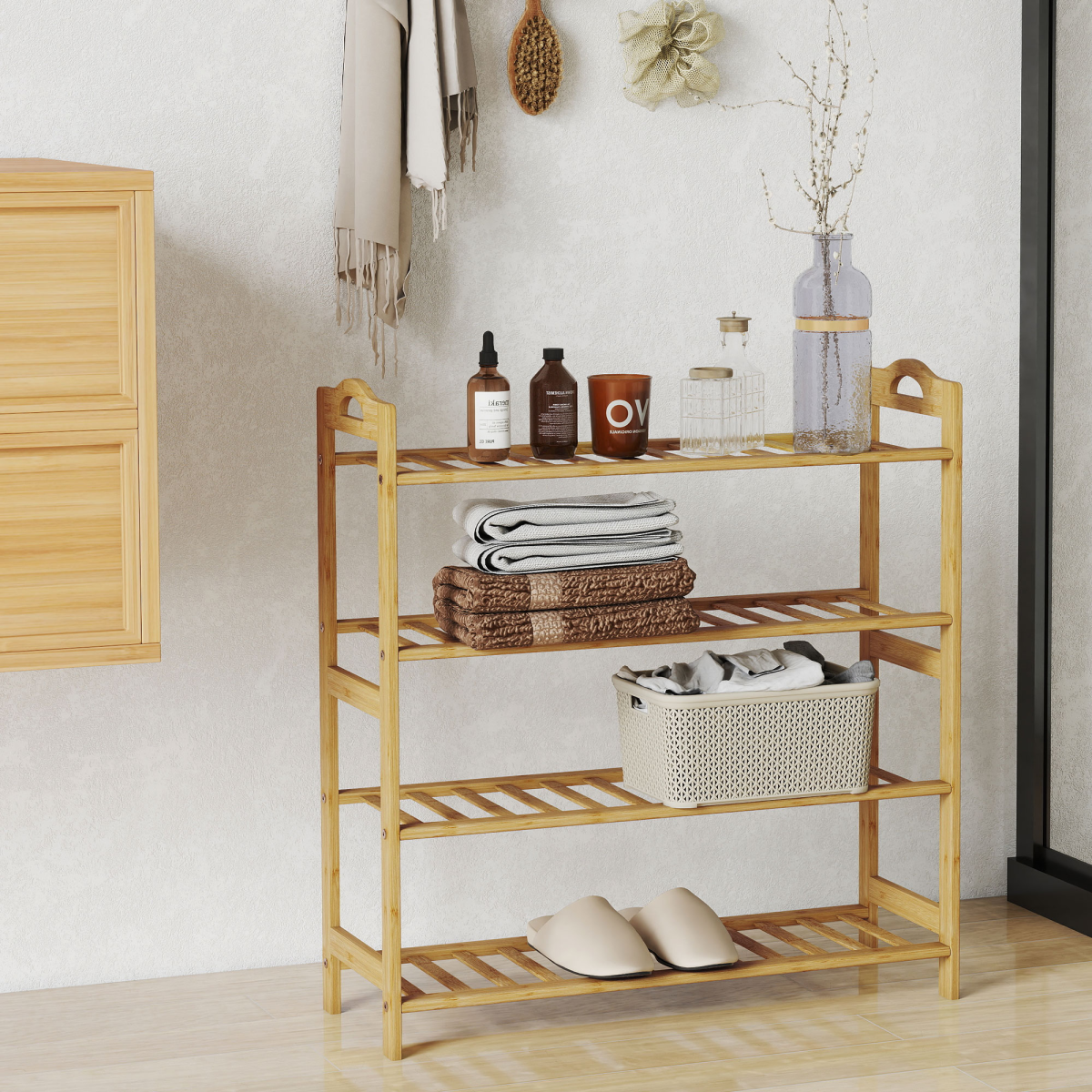Stylish Bamboo 4-Tier Shoe Rack – Organize with Elegance & Versatility