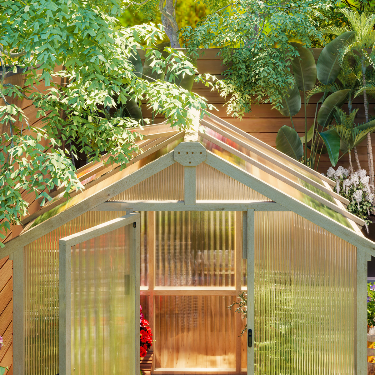 6.6x6ft Wooden Greenhouse with Lockable Door – Grow Year-Round!