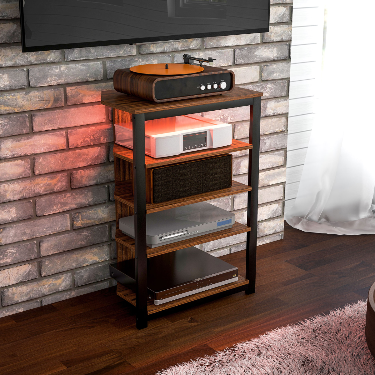4-Tier TV Stand with LED Lights - Stylish Storage for TVs Up to 29”