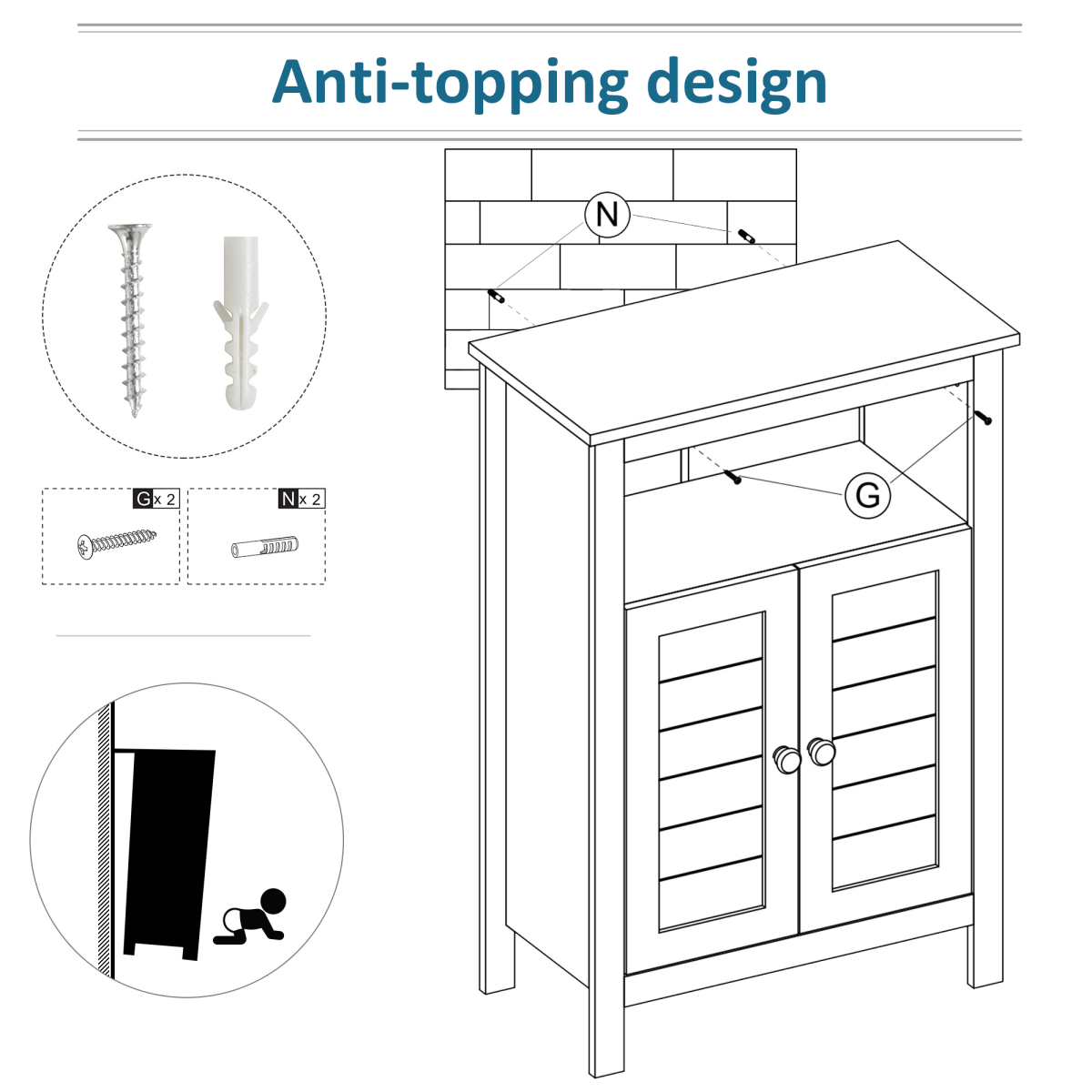 Vintage-Style Kleankin Bathroom Storage Cabinet with Adjustable Shelves