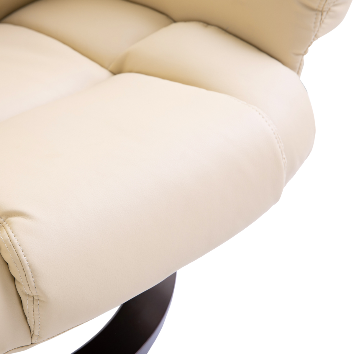 Lux Cream PU Leather Manual Recliner Armchair with Footstool