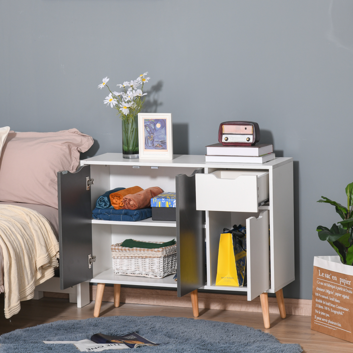 Stylish Multi-Storage Sideboard Cabinet for Home & Office – Space Saver Delight!