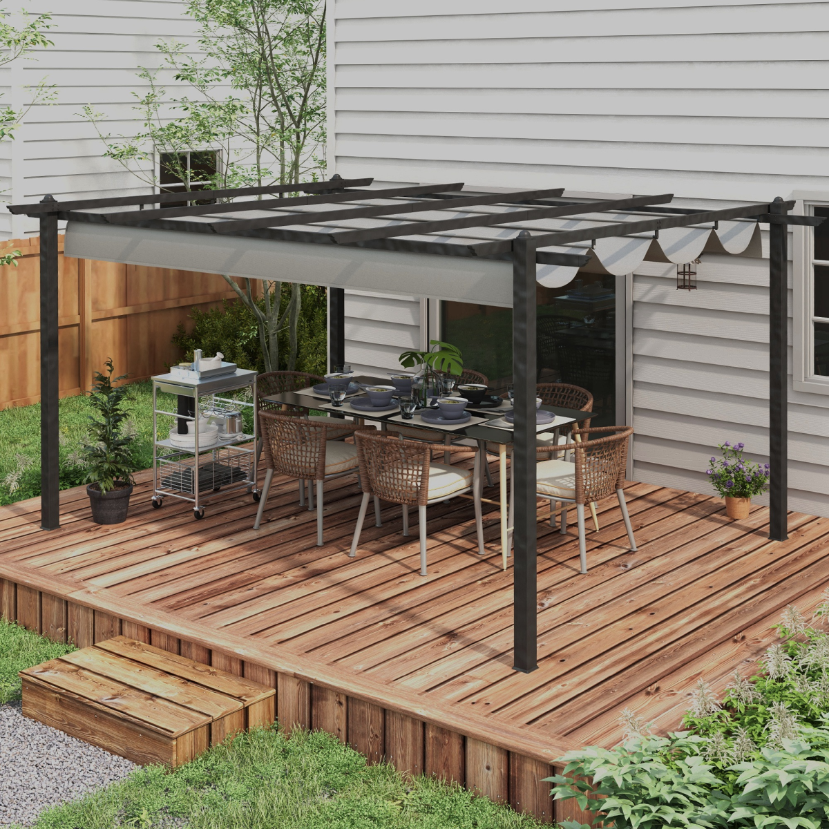 4x3m Aluminium Pergola Gazebo with Retractable Roof