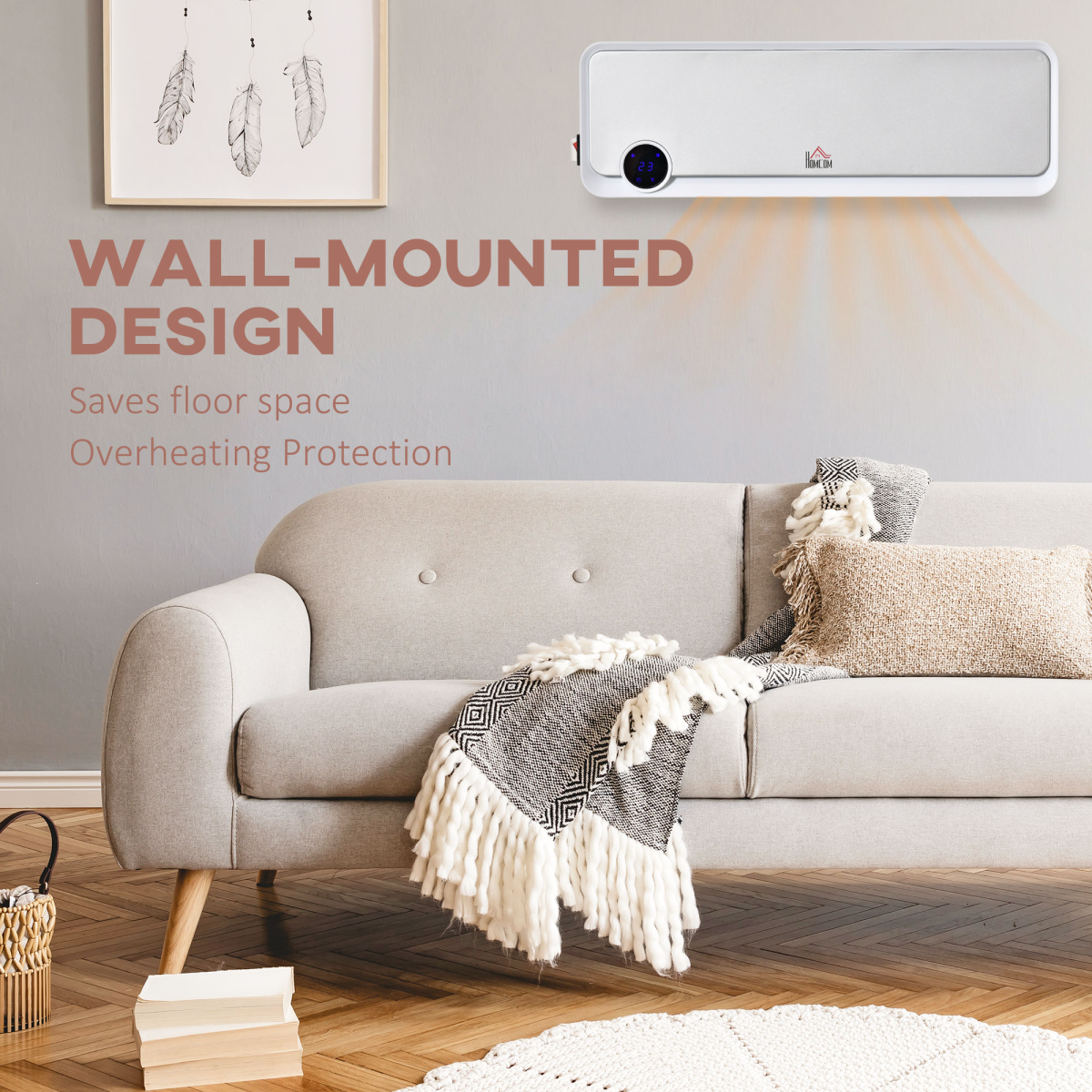 Smart Wall-Mounted Ceramic Heater with Remote & 12-Hour Timer