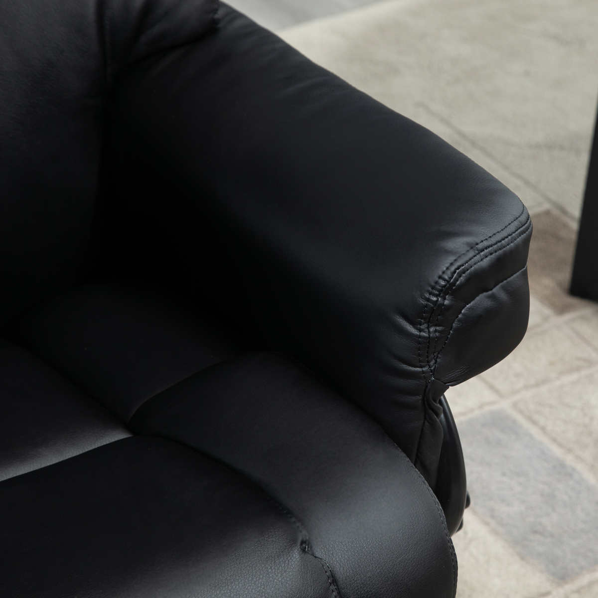Black PU Leather Manual Recliner Armchair with Footstool