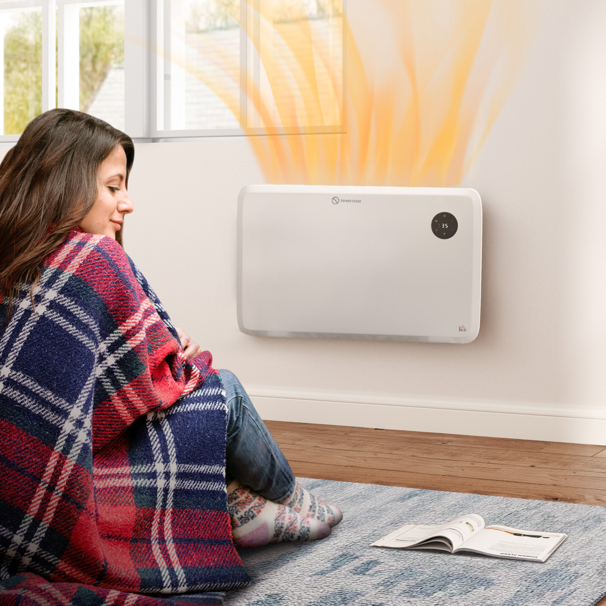 1200W Slim Electric Convector Heater with LED Display & Remote