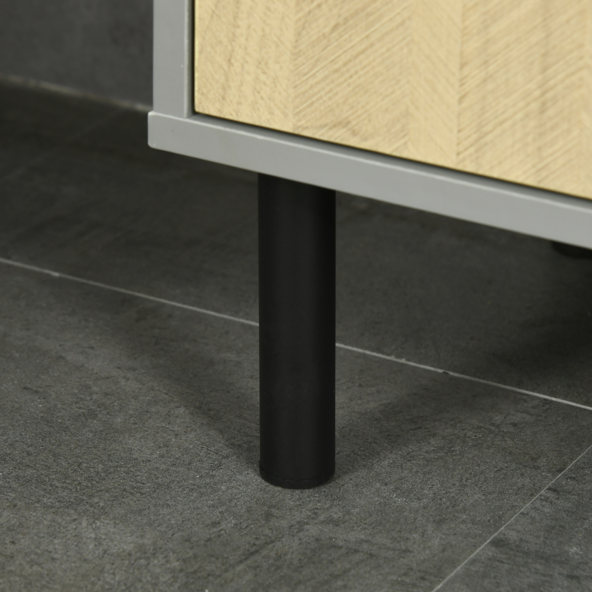 Kleankin Slim Tall Bathroom Cabinet - 2 Cupboards, 2 Shelves, Anti-Tip