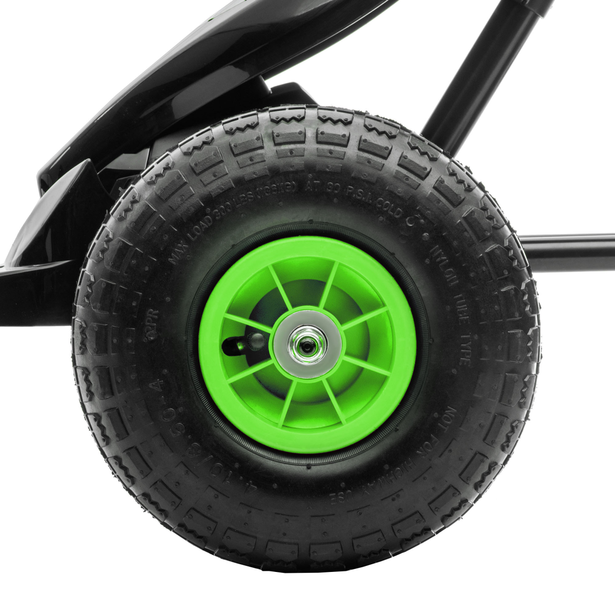 Kids Pedal Go Kart - Adjustable Seat, Rubber Wheels, Brake, Green
