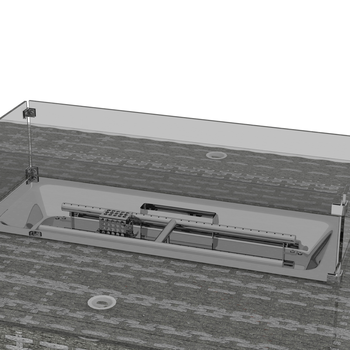 Gray PE Rattan Dining Set with Fire Pit Table & Cushioned Armchairs