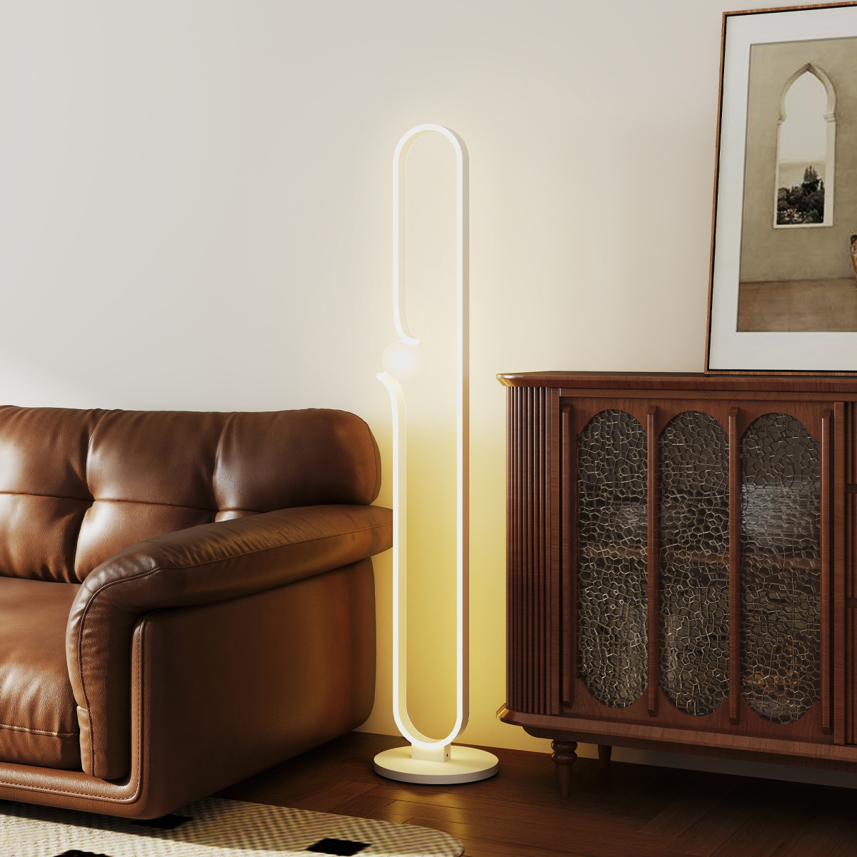 Dimmable LED Floor Lamp: Elegant Glass Shade & Foot Switch Control