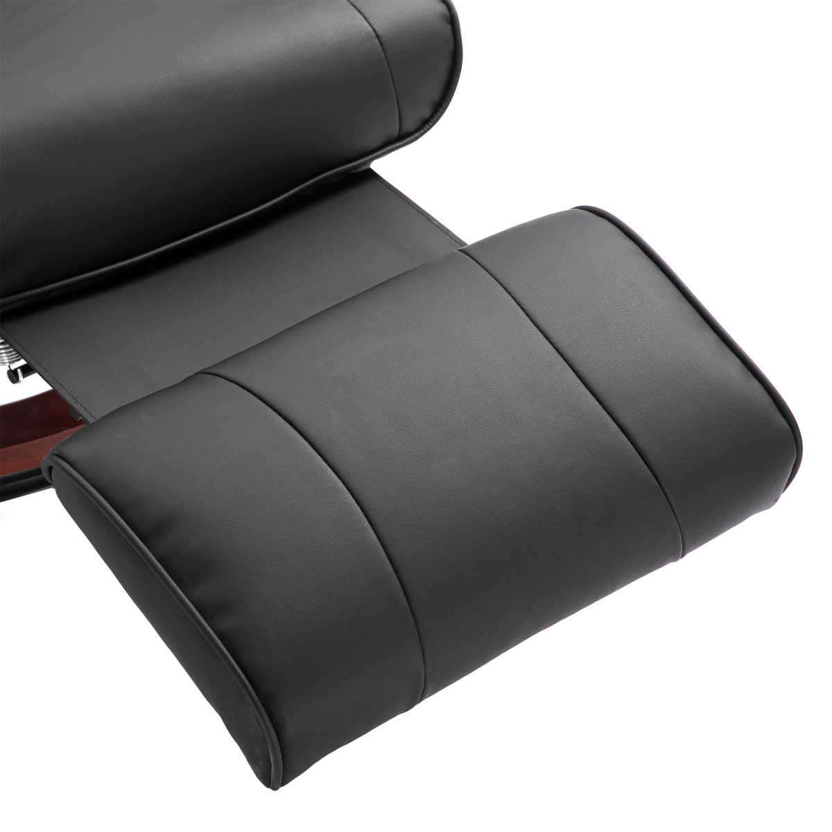 Ergonomic PU Leather Recliner Chair with Footrest - Black Lounger