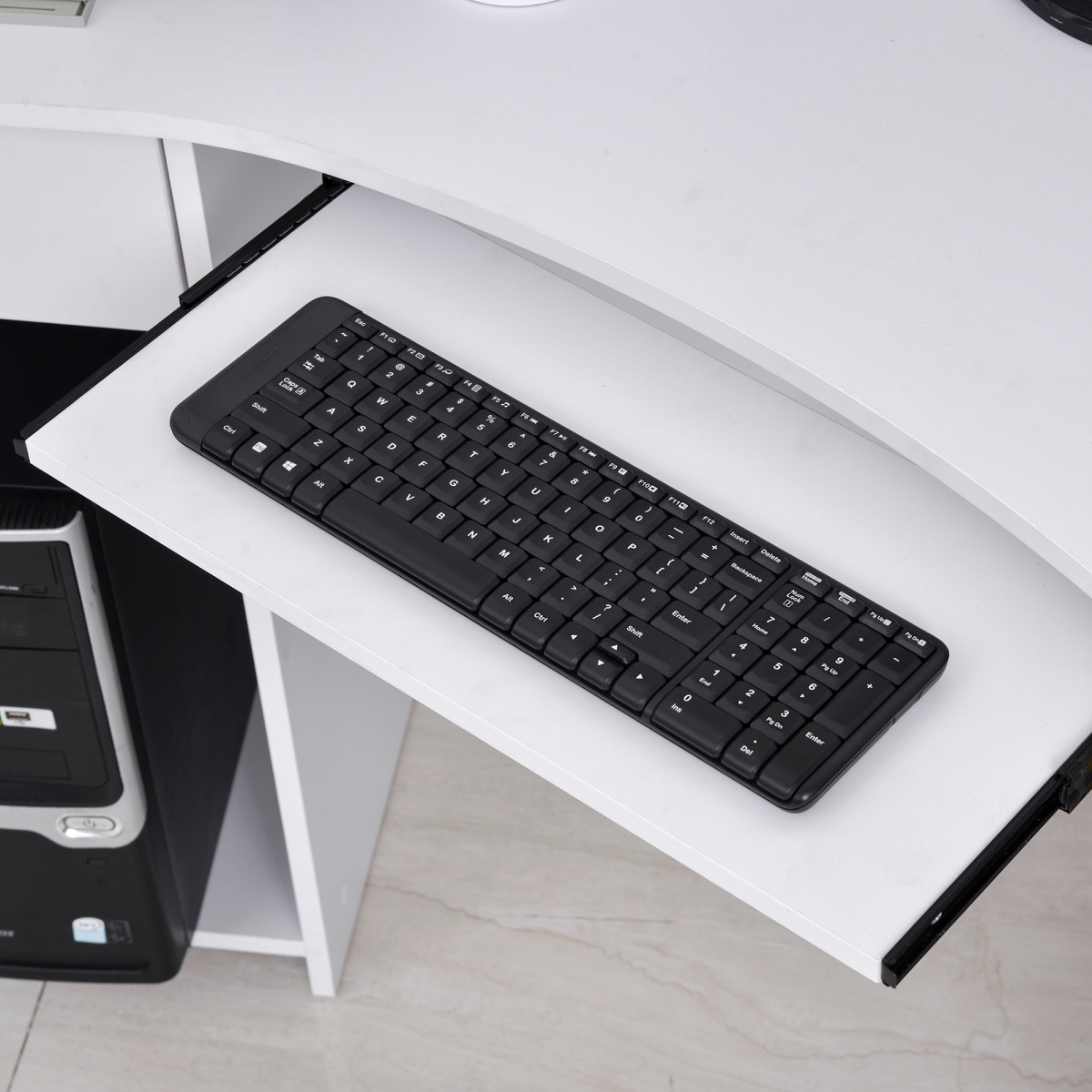 Stylish L-Shaped Corner Desk with Shelves & Keyboard Tray