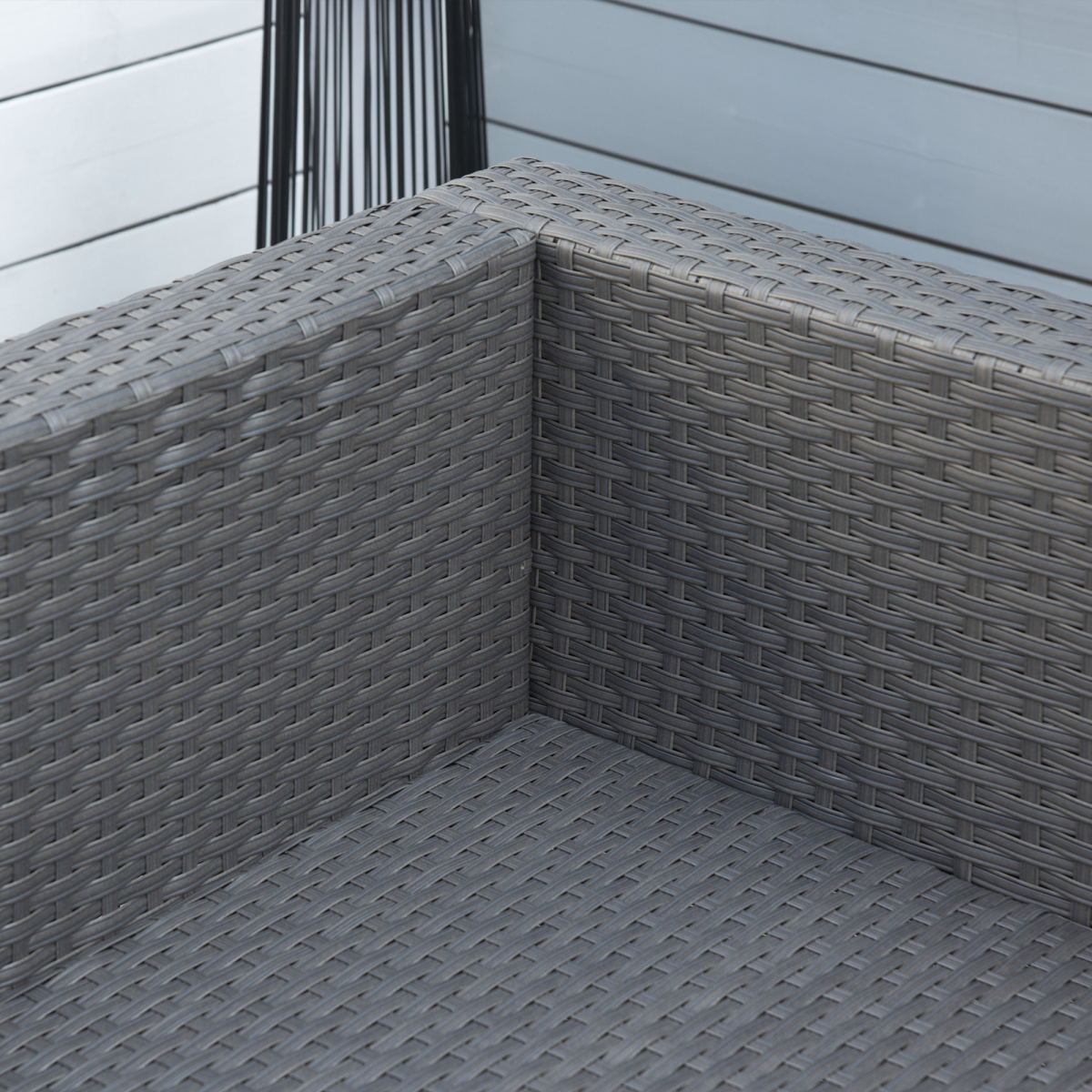 10-Piece Rattan Sofa Set with Grey and Dusty-Blue Cushions