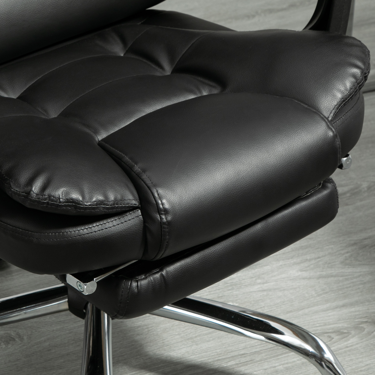 PU Leather High-Back Office Chair with Swivel Wheels - Black