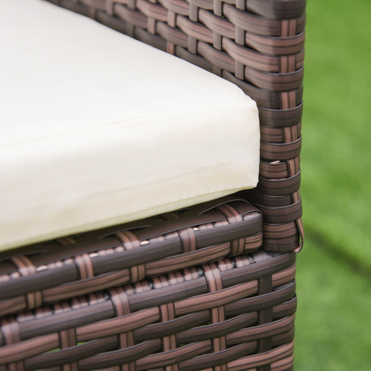 Two-Seater Outdoor Rattan Armchairs with Cushions – Mixed Brown