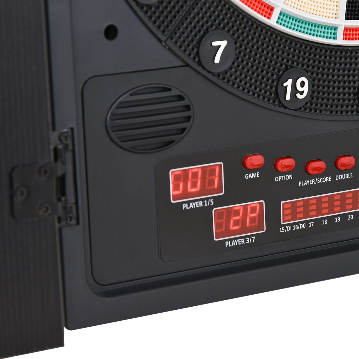 LED Dartboard with Digital Scoreboard, 27 Games, Cabinet & Storage