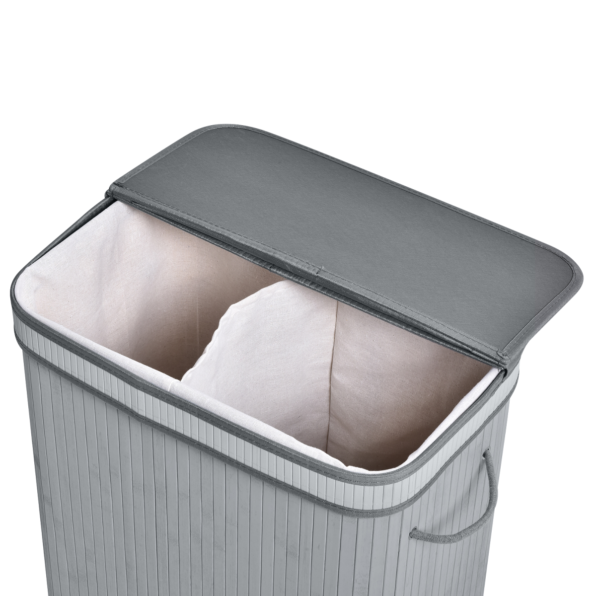 100L Flip-Lid Bamboo Laundry Basket - Grey, Durable & Space-Saving