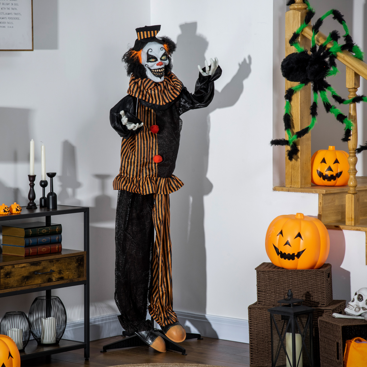 67-Inch Outdoor Life-Size Talking Circus Clown with Light-Up Eyes