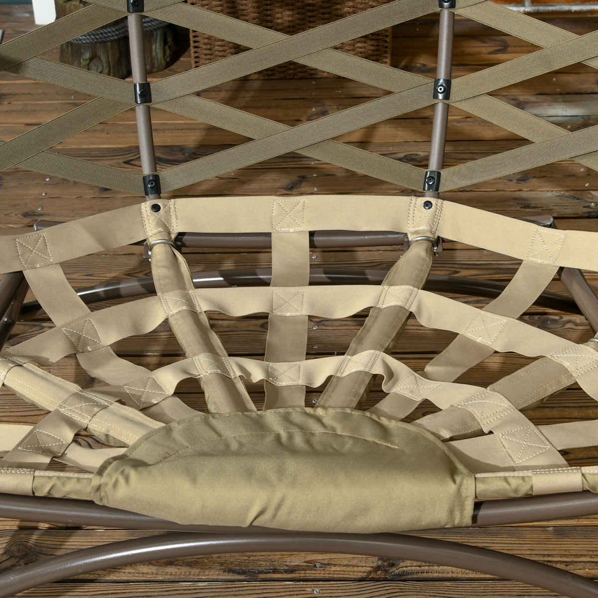 2-Seater Egg Chair with Cushions & Cup Pockets - Khaki