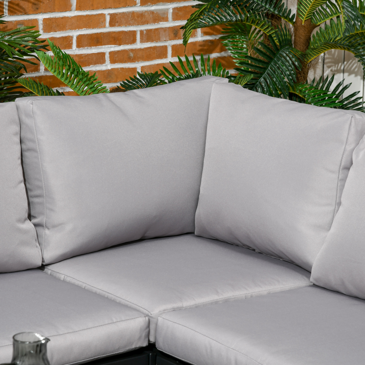 4-Piece Modular Garden Set: Corner or Linear Layout, Light Grey