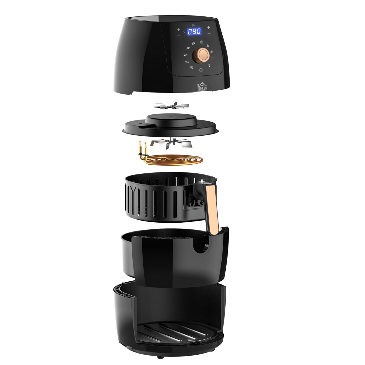 Air Fryer 1700W 5.5L with Digital Display Adjustable Temperature