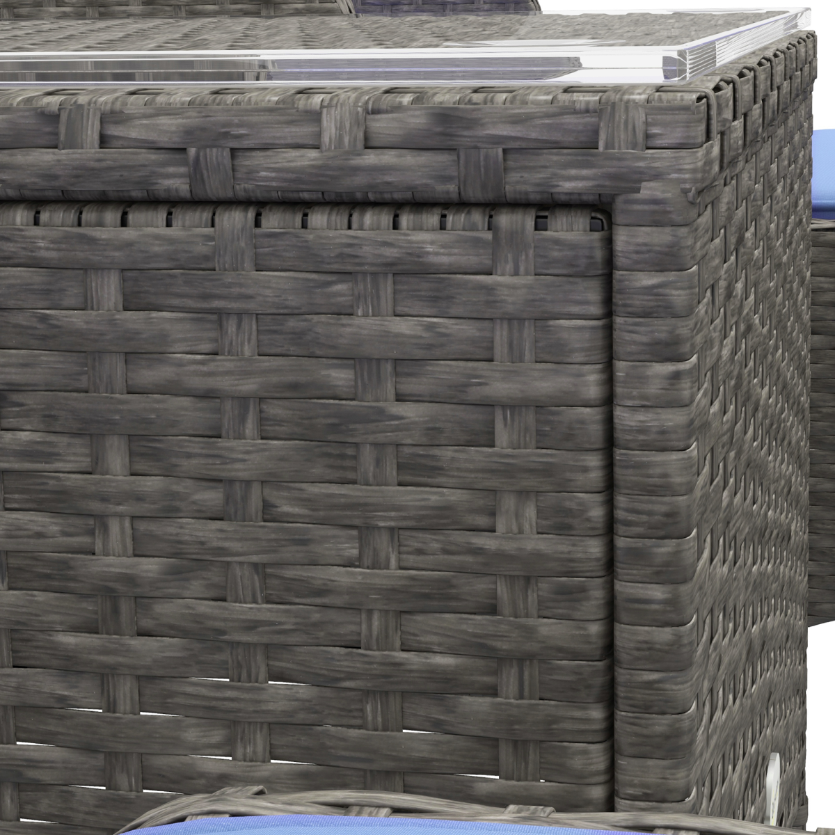 5-Piece Wicker Patio Set with Cushions, Blue - Conversation Furniture