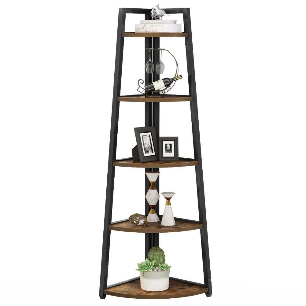 Bookcase Corner Book Shelf Rack Wood Bookshelf Storage Shelves