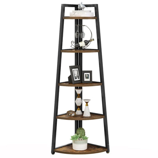 Bookcase Corner Book Shelf Rack Wood Bookshelf Storage Shelves