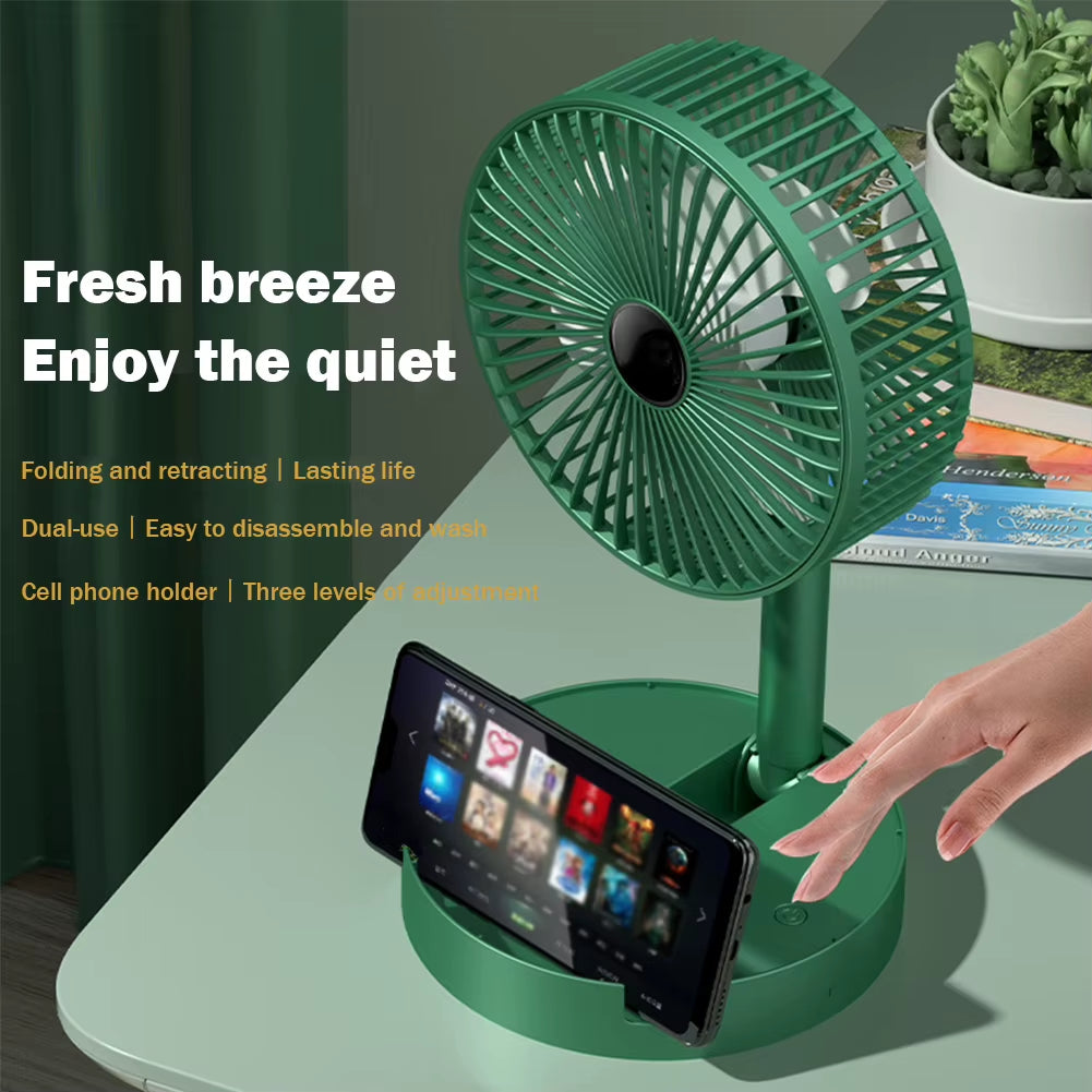 Desktop Foldable Fan 2000Mah Portable Household USB Rechargeable 3Speed Mute Fan Electric Adjustable Air Conditioner Cooling Fan